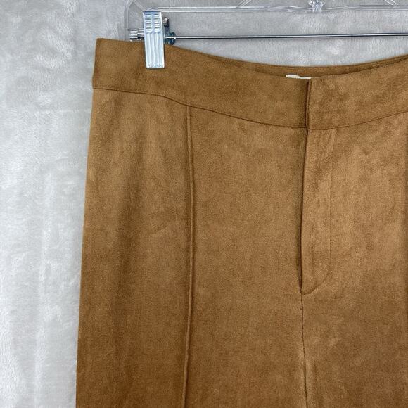 Rockin C Womens Large Tan Suedey Wide Flared Leg Pants 70s Rodeo Cowgril Western - Picture 3 of 14